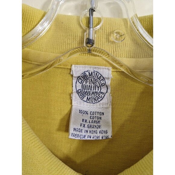 Vintage 1980s Club Monaco Mens Cotton Polo Size XL Solid Golden Yellow Golf - Picture 3 of 4